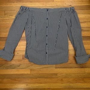 Express Stripped Off the Shoulder Top